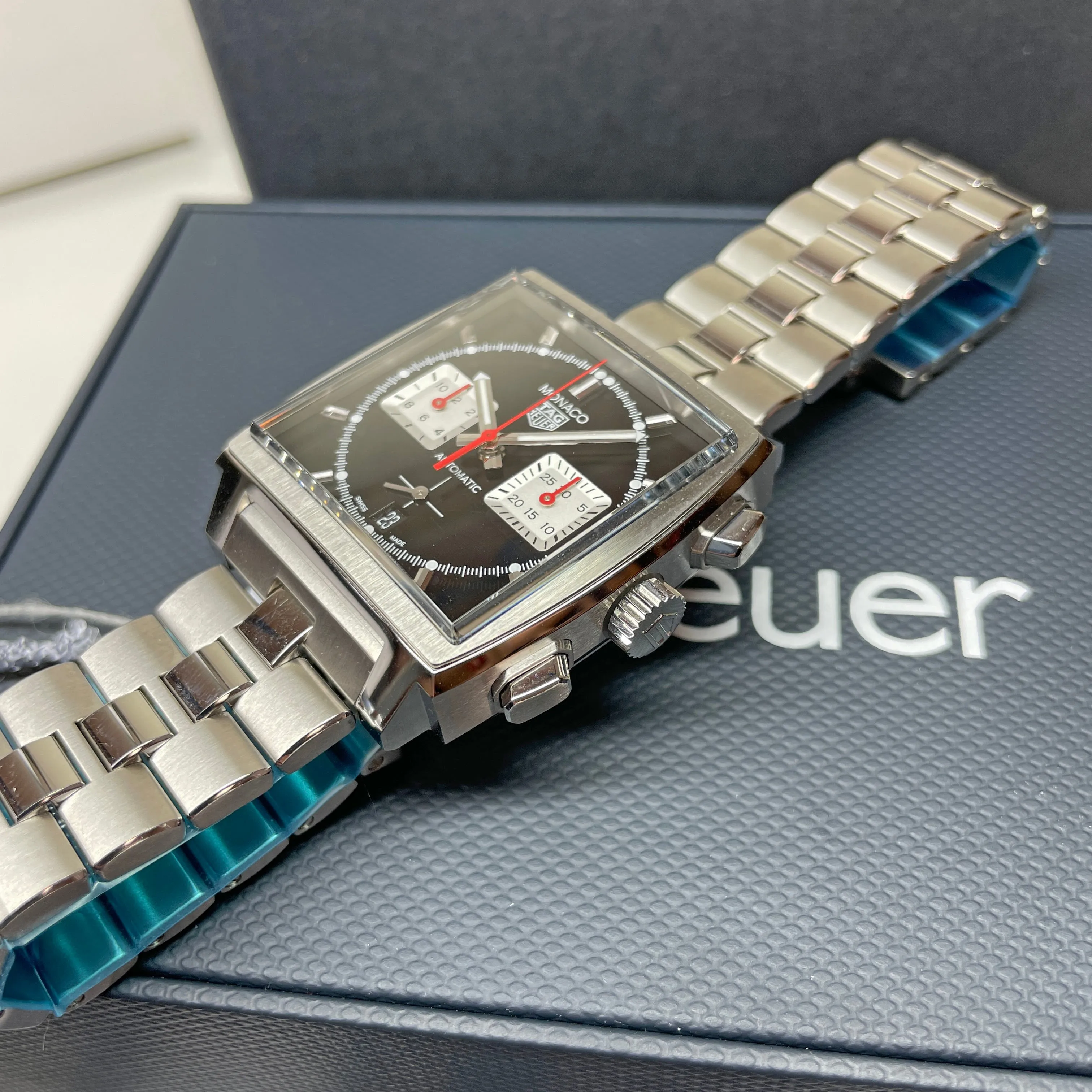 Pre-owned Tag Heuer 39MM Monaco Heuer 02 Automatic Watch CBL2113.BA0644