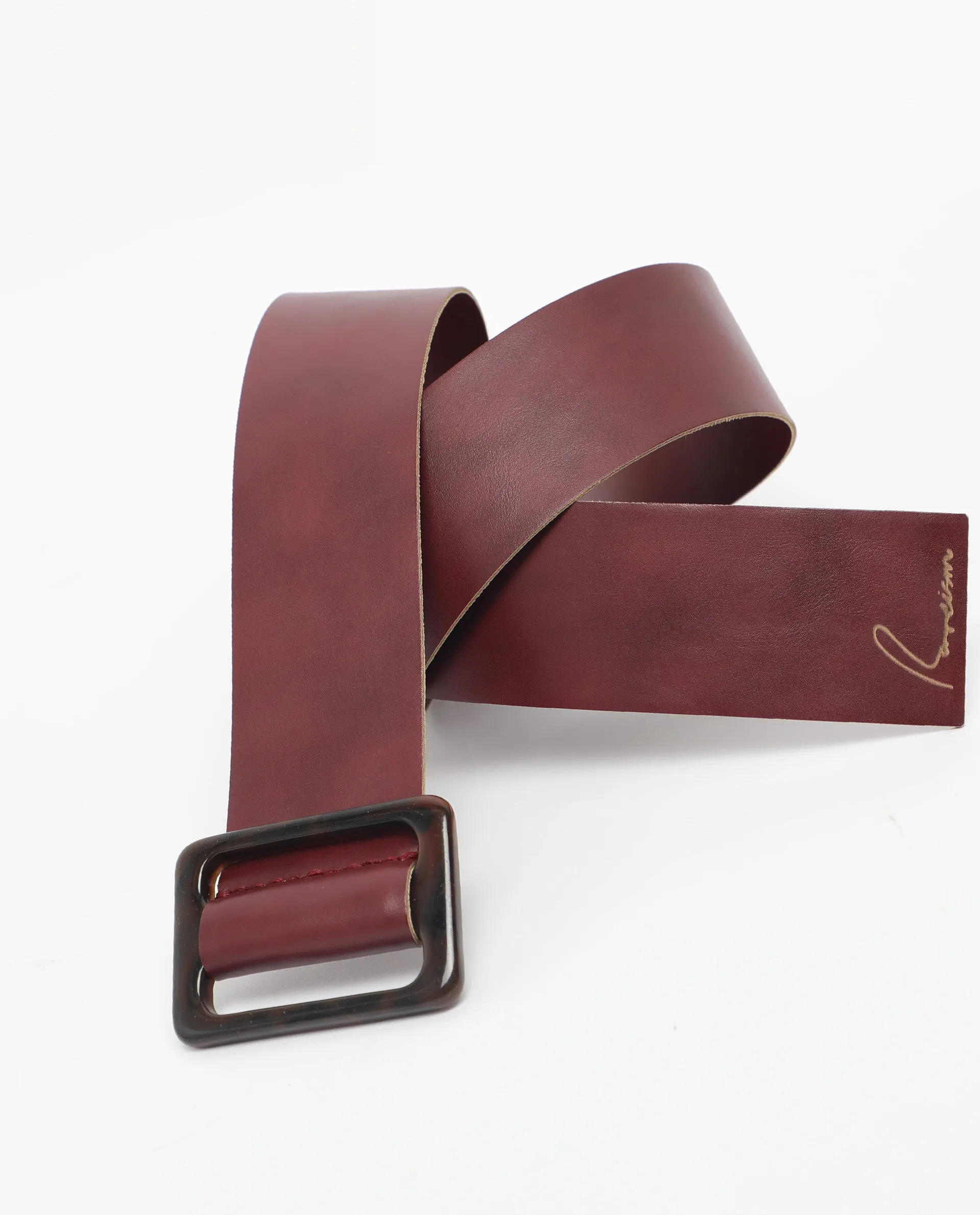 Rareism Women France Maroon Solid Leather Belt