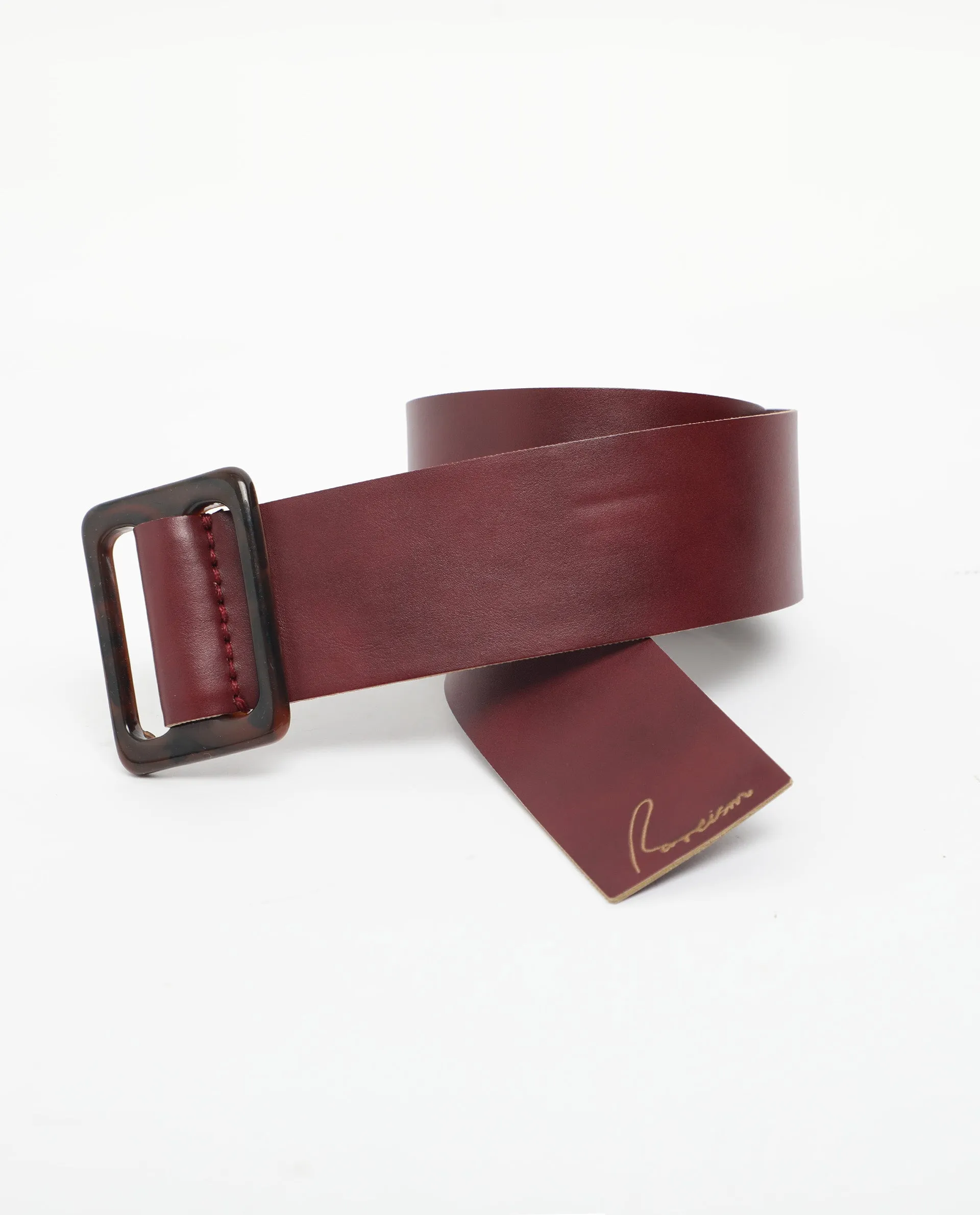 Rareism Women France Maroon Solid Leather Belt