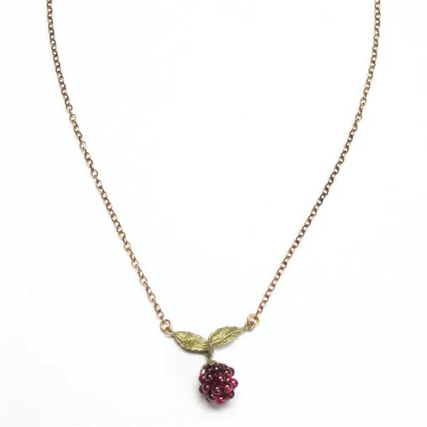 Raspberry 16 Inch Adjustable Dainty Chain Pendant Necklace by Michael Michaud