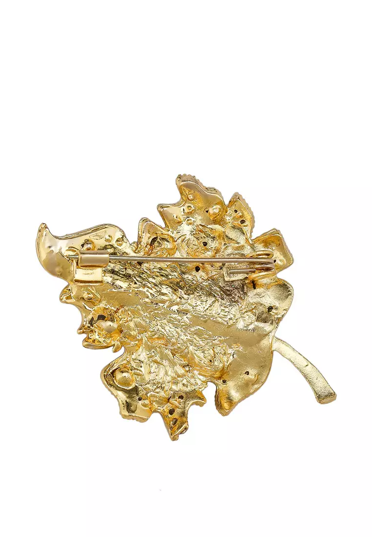 Red's Revenge Sparkling Leaf Brooch