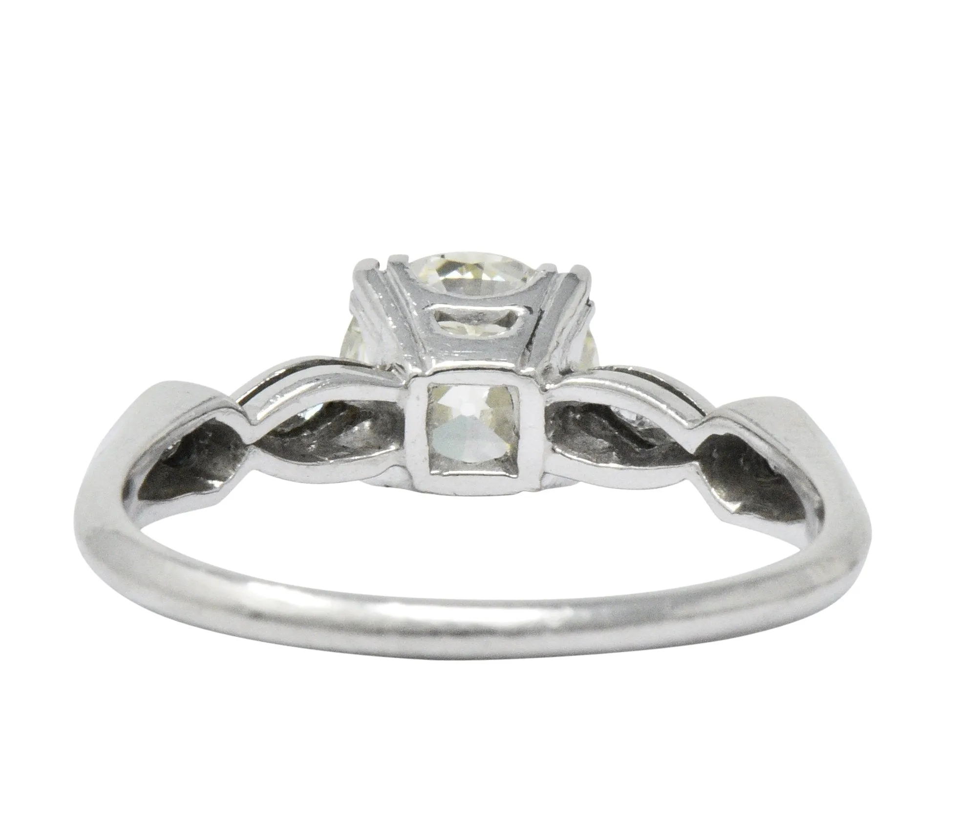 Retro 1.69 CTW Diamond Platinum Geometric Engagement Ring GIA