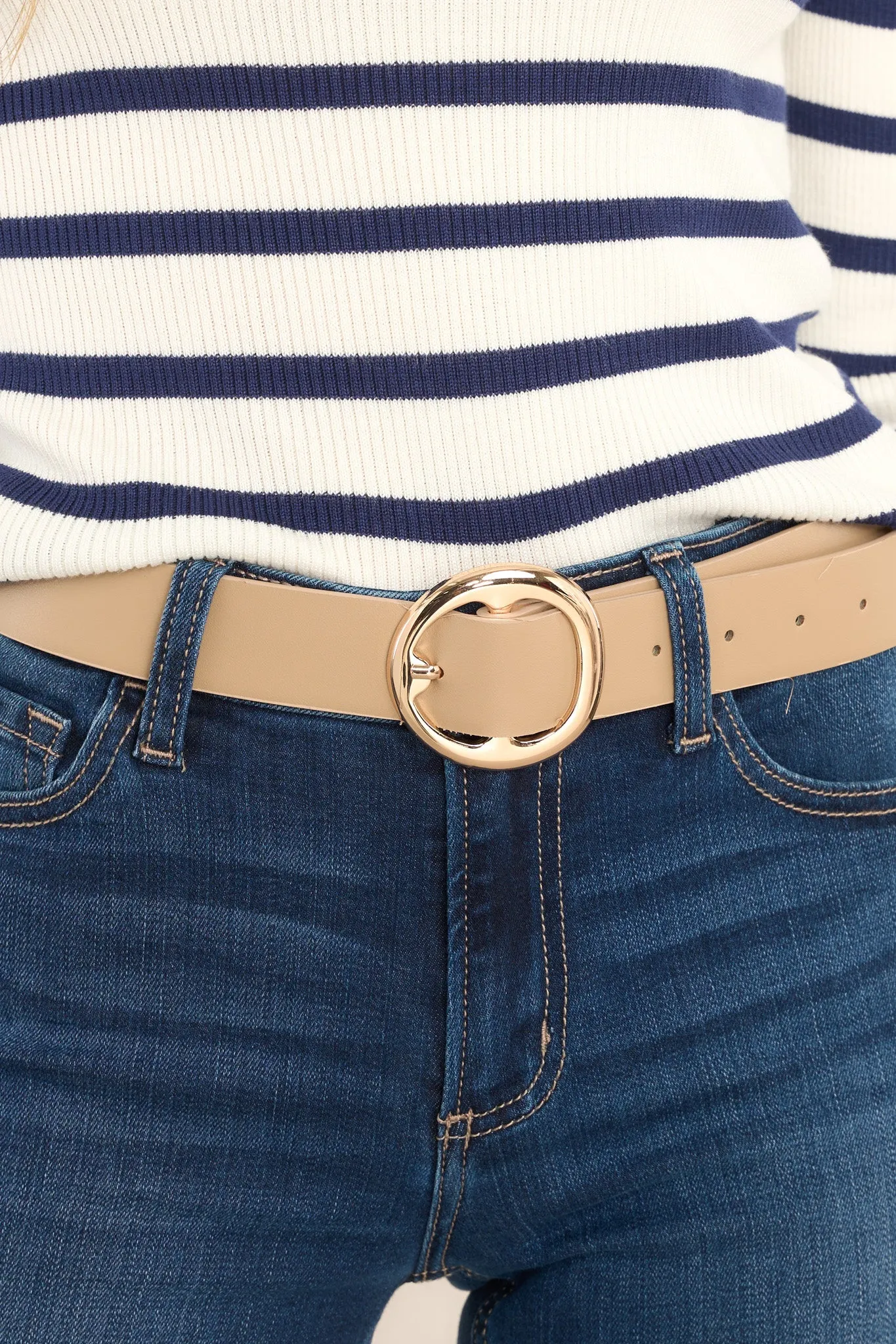 Right Now Beige Circle Pin Buckle Belt