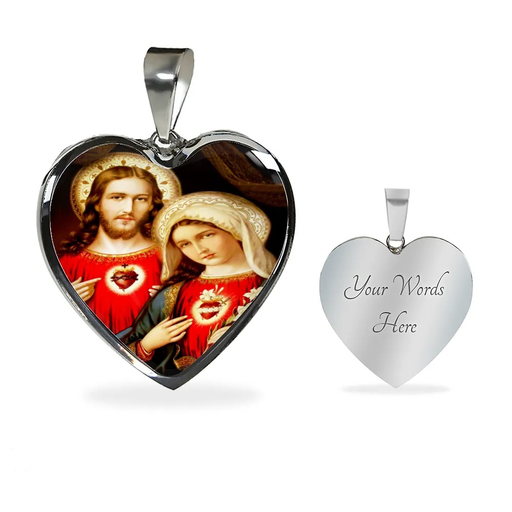 Sacred and Immaculate Heart of Jesus and Mary Luxury Necklace