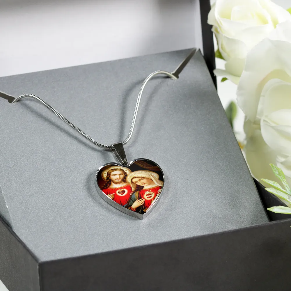 Sacred and Immaculate Heart of Jesus and Mary Luxury Necklace