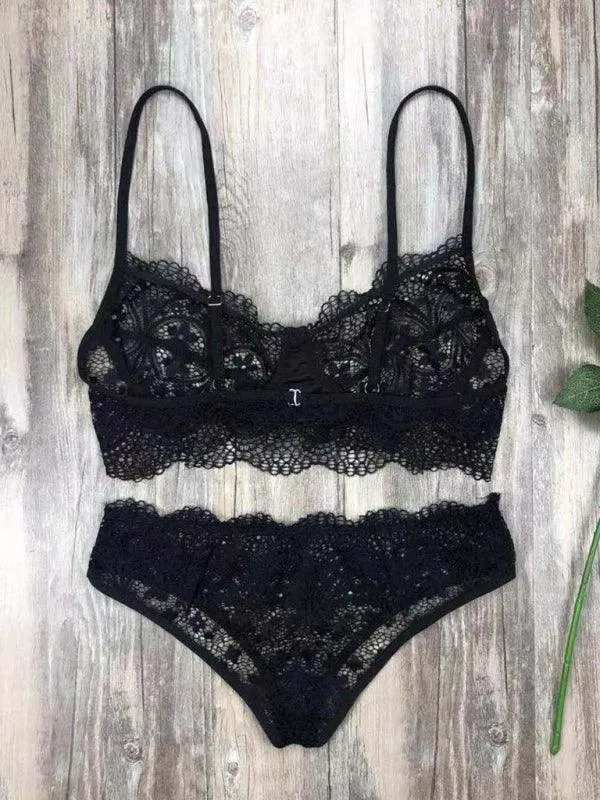 Sexy Eyelash Lace Lingerie Set