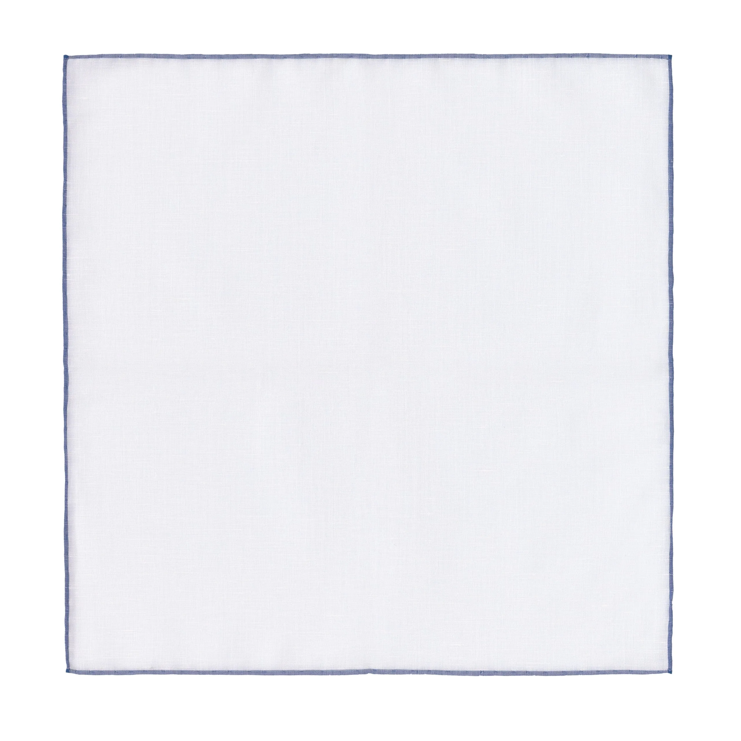  Simonnot Godard Cotton Blend Pocket Square in White with Blue Edges