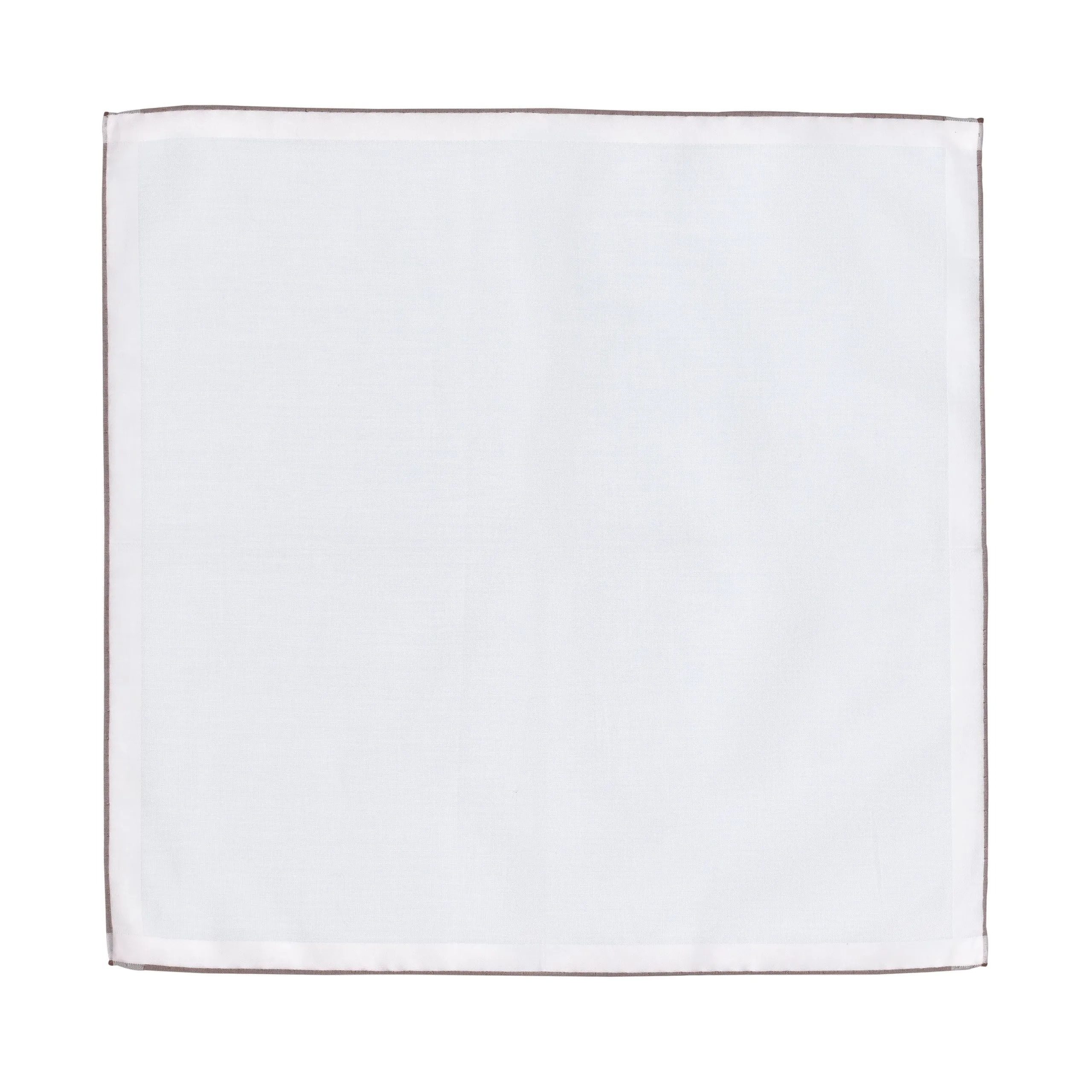  Simonnot Godard Cotton Pocket Square in White with Brown Edges