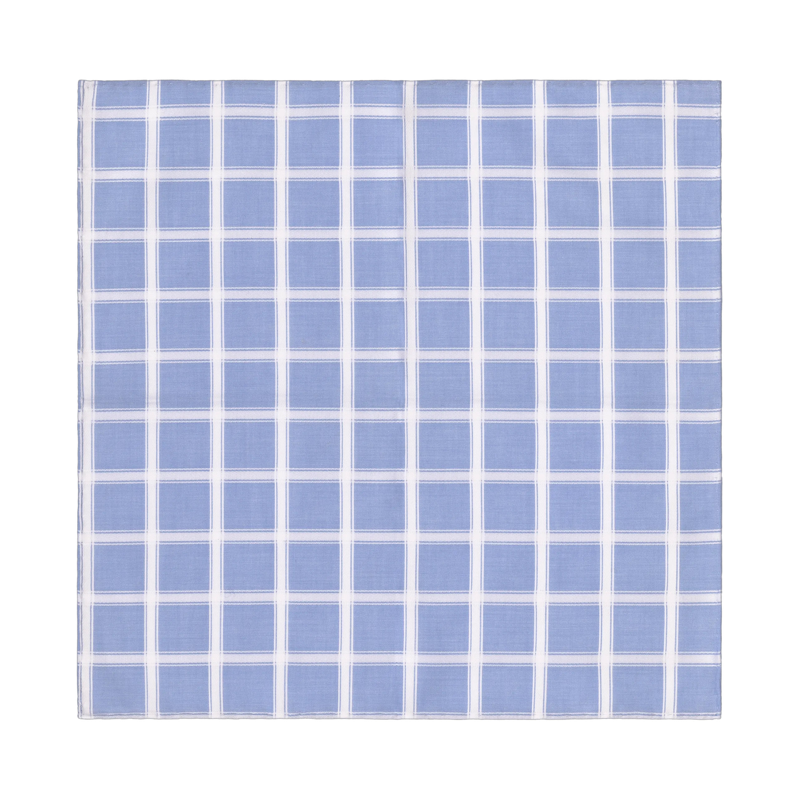  Simonnot Godard Windowpane Cotton Pocket Square in Light Blue