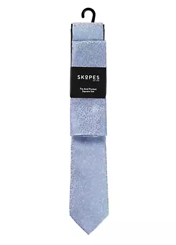 Skopes Blue Pattern Tie & Pocket Square Set | Grattan