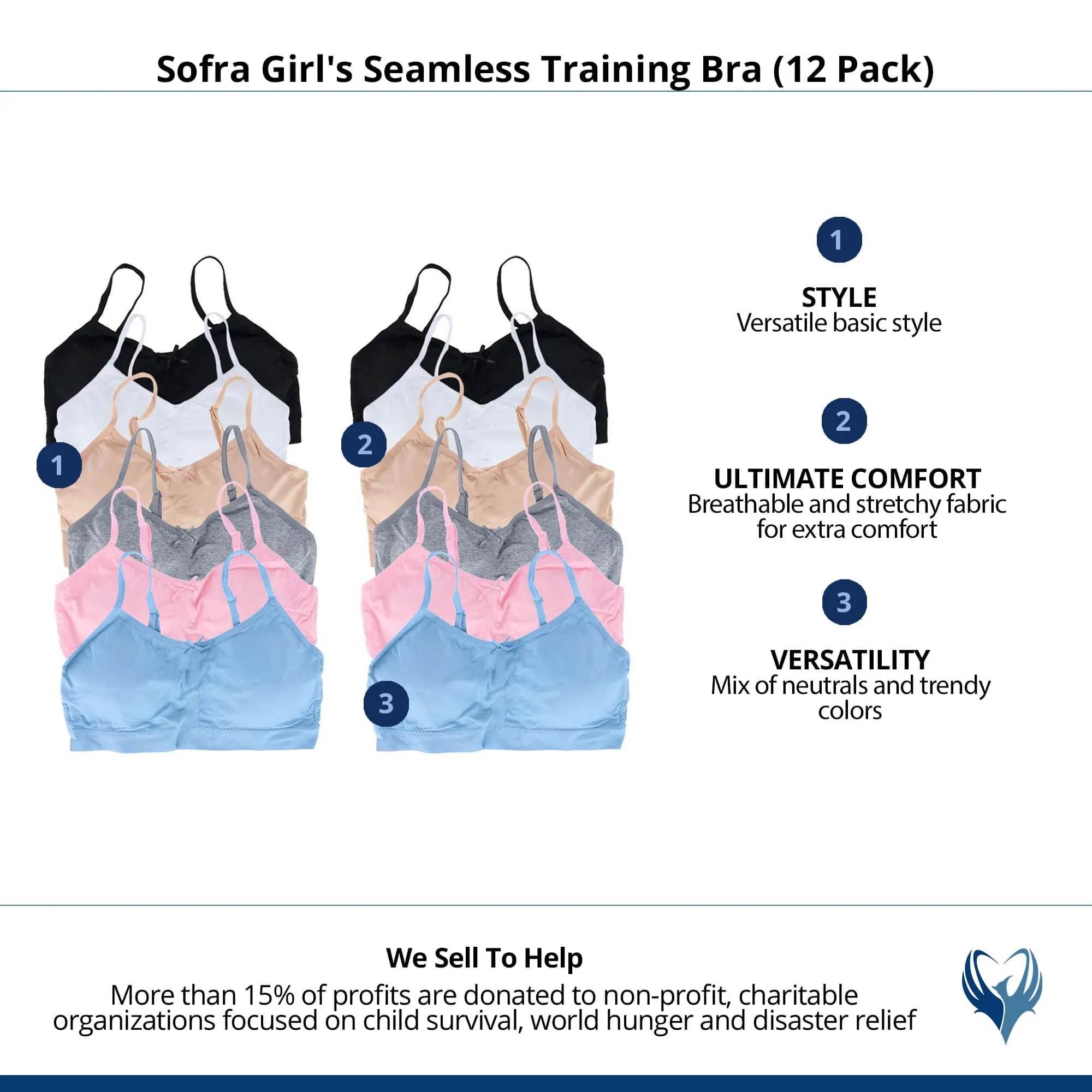 Sofra Girl's Seamless Training Bra (12 Pack)