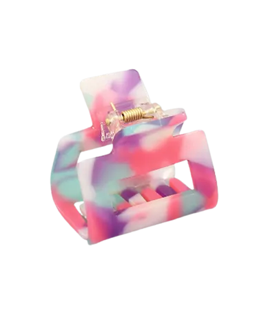 Square Resin Hair Clip 50mm, Multi