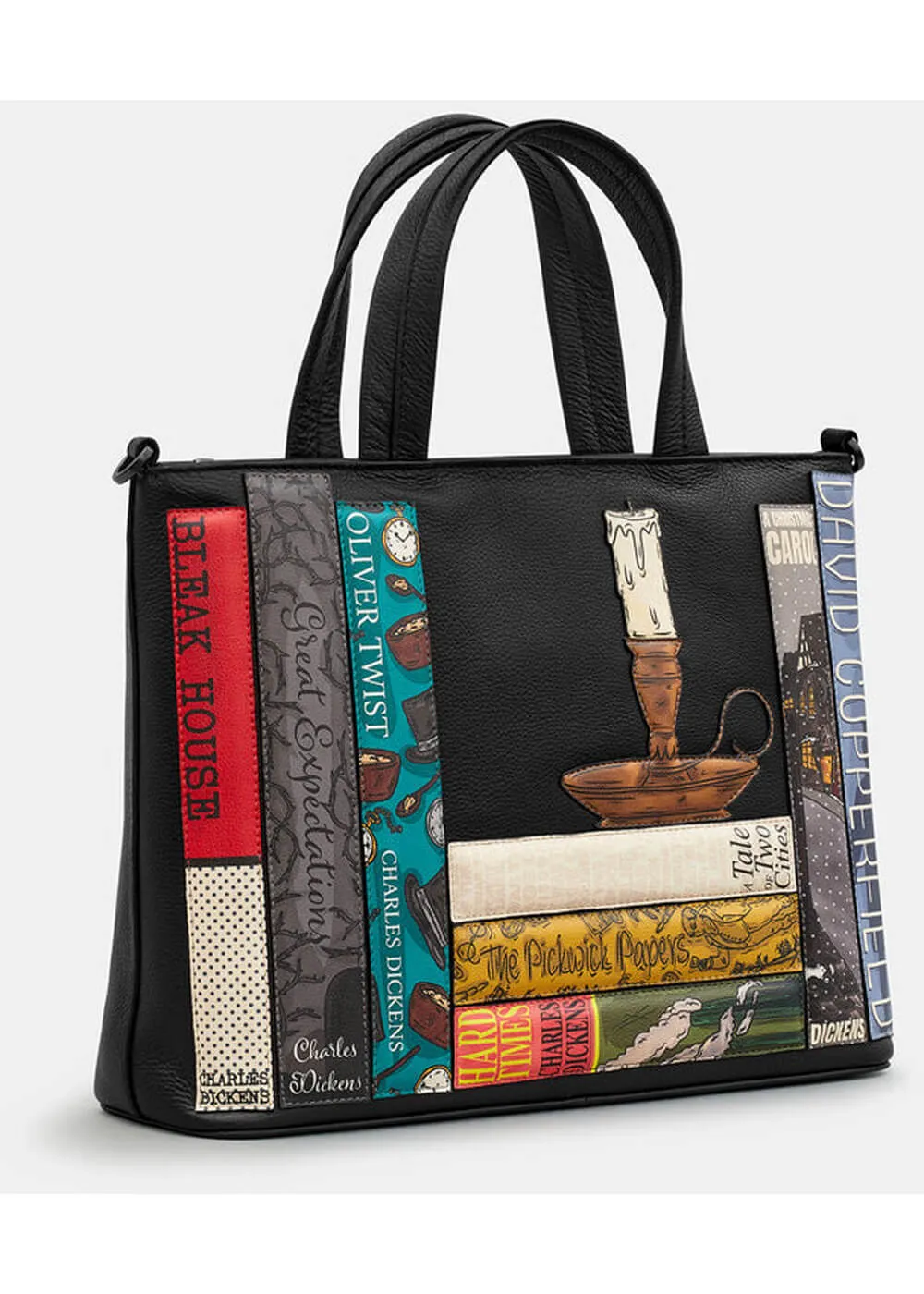 Succubus Bags Books Charles Dickens Bookworm Leather Grab Bag Black