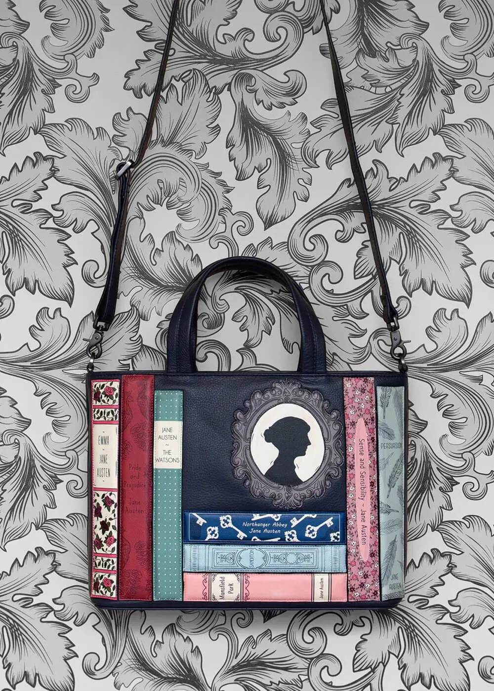 Succubus Bags Books Jane Austen Bookworm Leather Grab Bag Navy