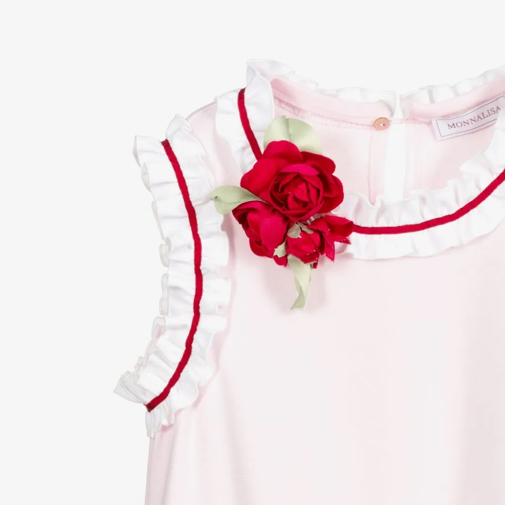 Teen Pink Rose Brooch Dress