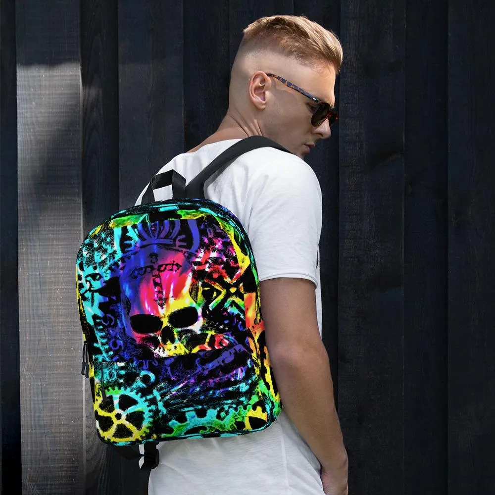 Tie Dye Steampunk Skull Water-Resistant Backpack