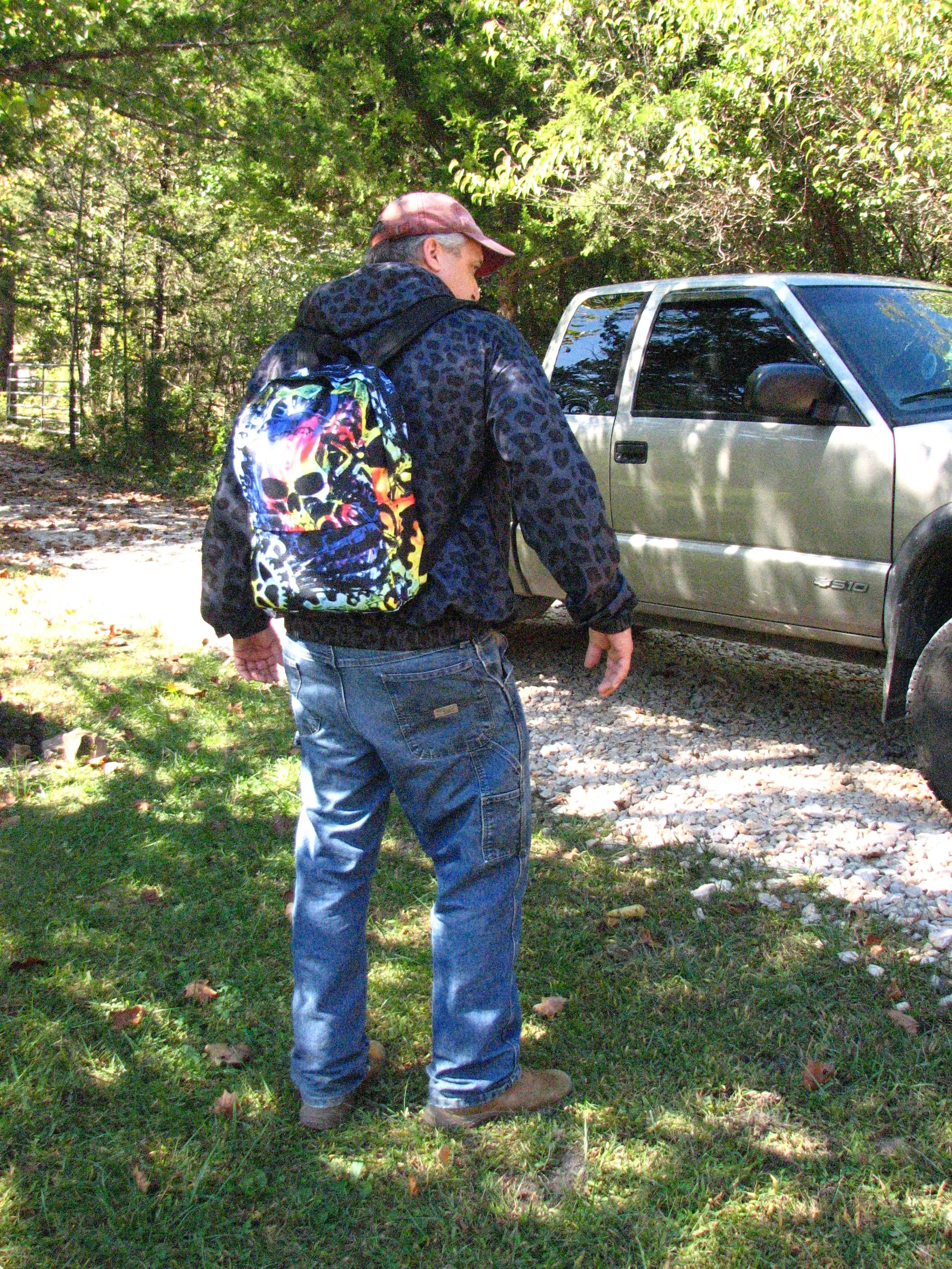 Tie Dye Steampunk Skull Water-Resistant Backpack