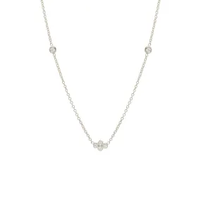 Tiny Bezel and Floating Diamond Quad Necklace