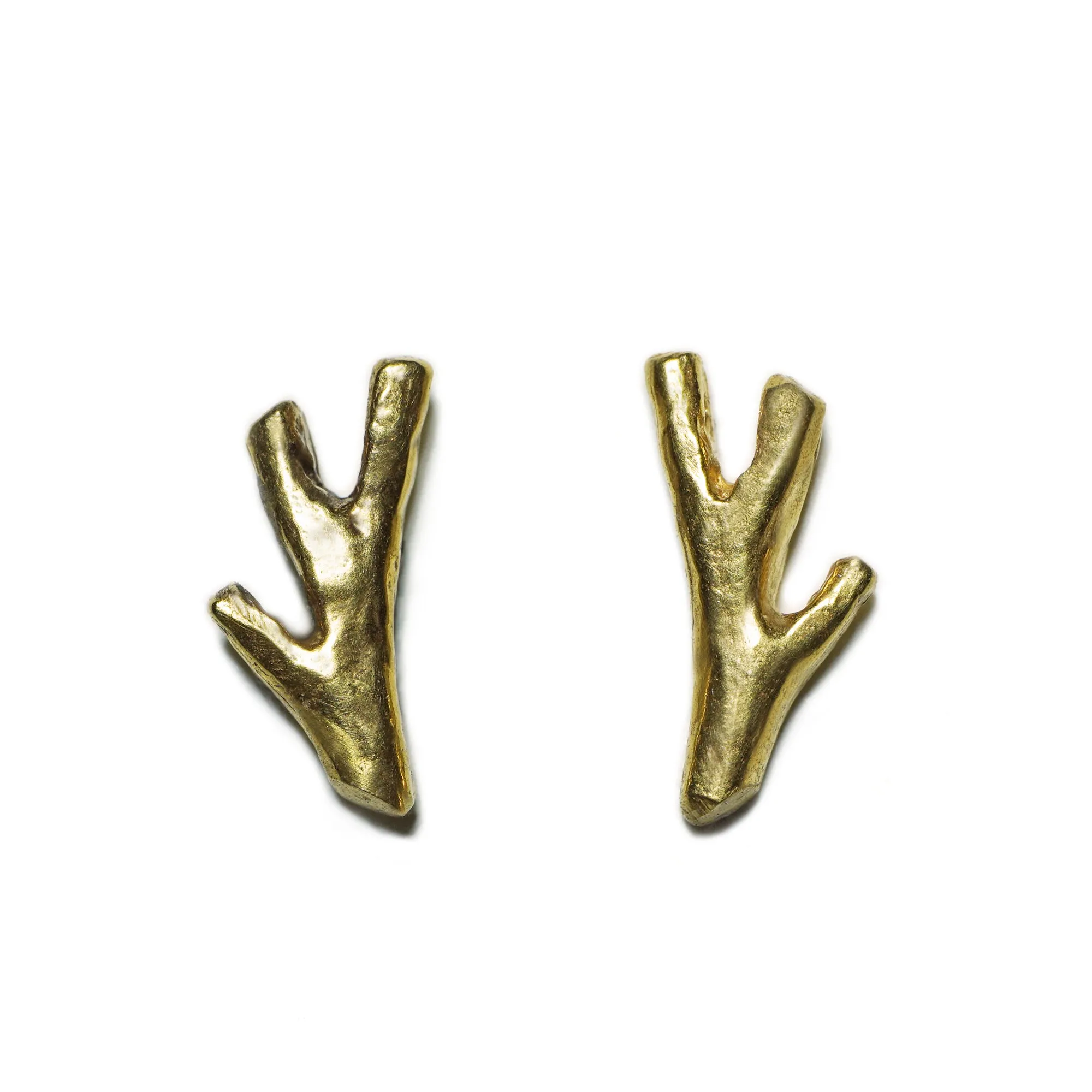 Tiny Branch Stud Earrings in 18K Gold Plate