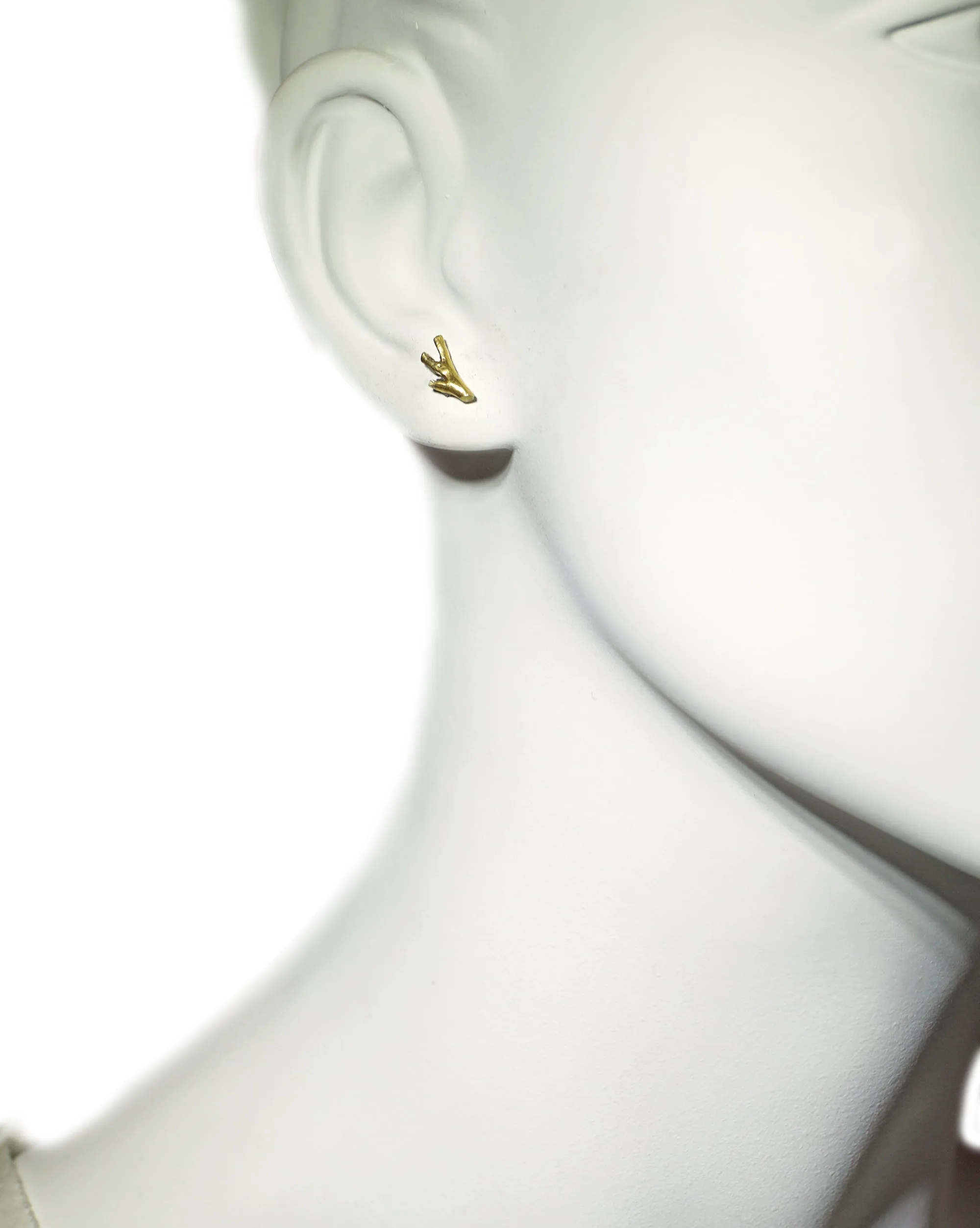 Tiny Branch Stud Earrings in 18K Gold Plate