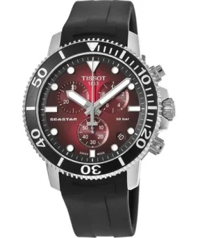 Tissot Seastar 1000 Chronograph Red Dial Black Rubber Strap Men's Watch T120.417.17.421.00