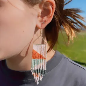 Triangle Cutout Seed Beaded Fringe Earrings