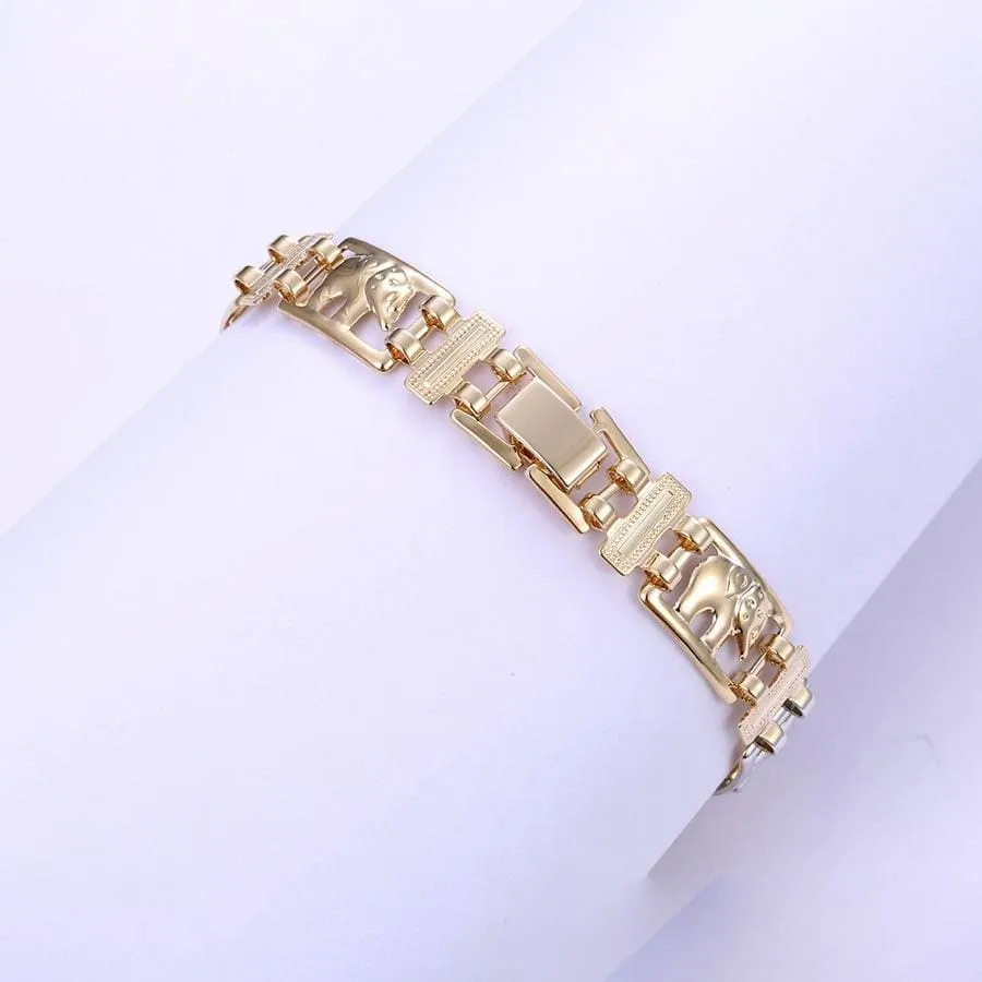 Tricolor link elephant 18kts of gold plated bracelet