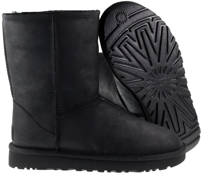 Ugg Boots Womens Classic Short Leather Black