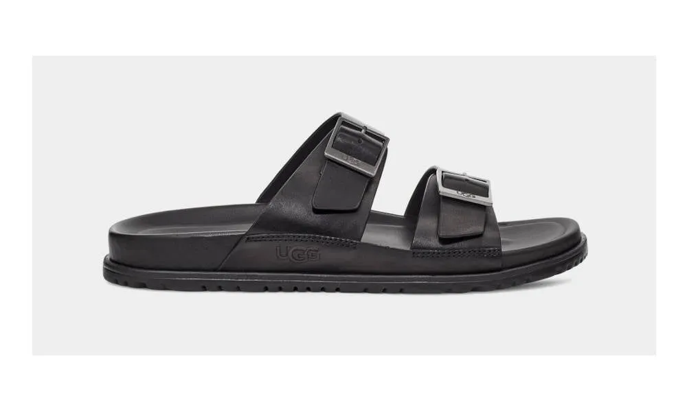 UGG Mens Wainscott Buckle Slide Black Leather