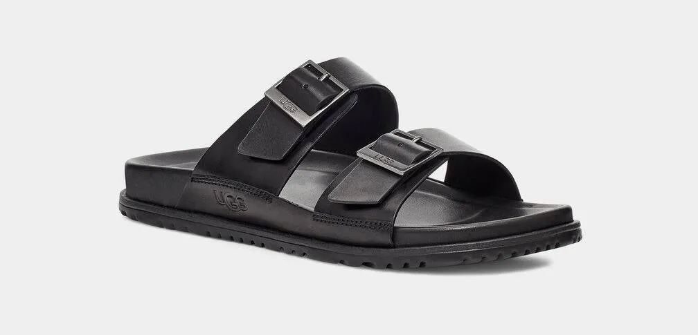 UGG Mens Wainscott Buckle Slide Black Leather