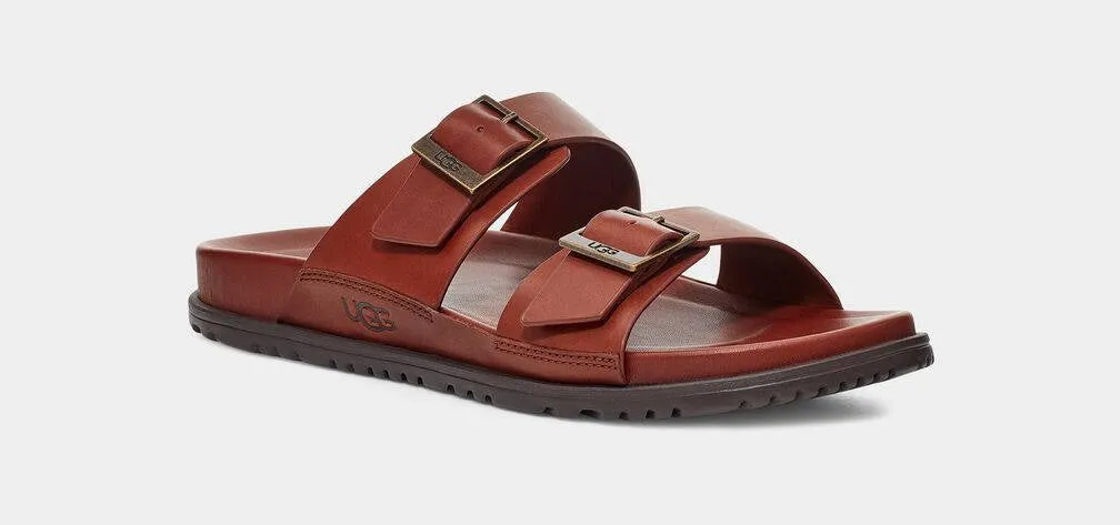 UGG Mens Wainscott Buckle Slide Cognac Leather