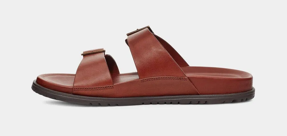 UGG Mens Wainscott Buckle Slide Cognac Leather