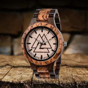 Valknut Handmade Engraved Wooden Watch