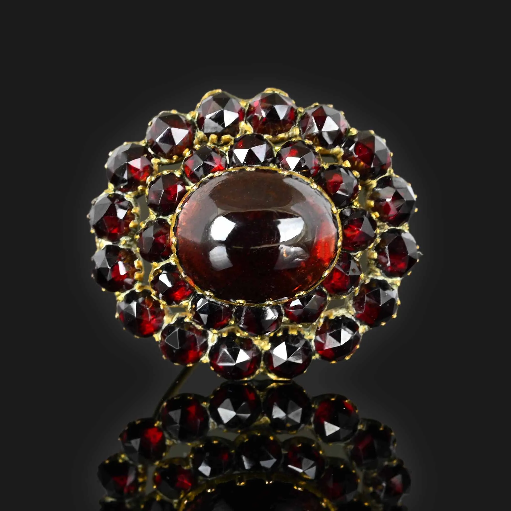 Victorian Bohemian Cabochon Garnet Brooch