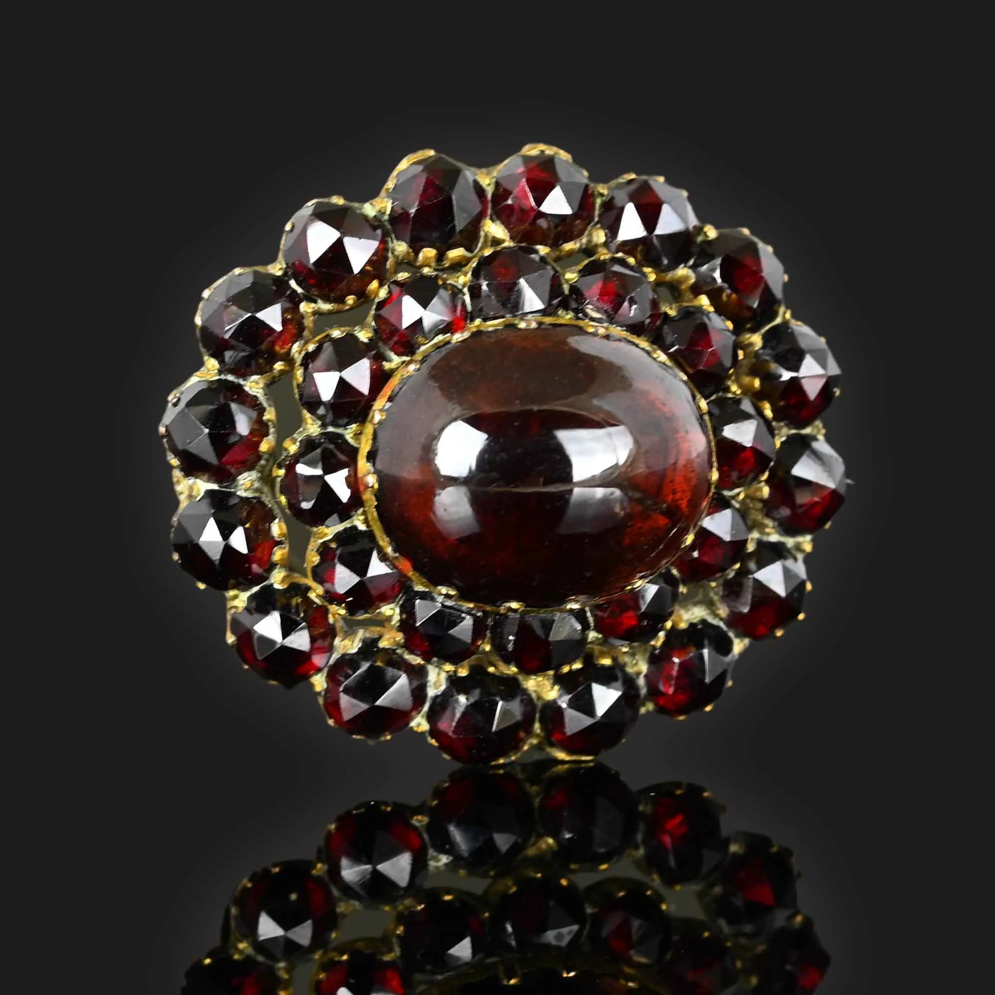 Victorian Bohemian Cabochon Garnet Brooch