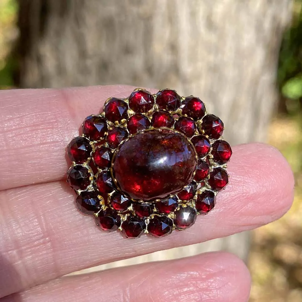 Victorian Bohemian Cabochon Garnet Brooch