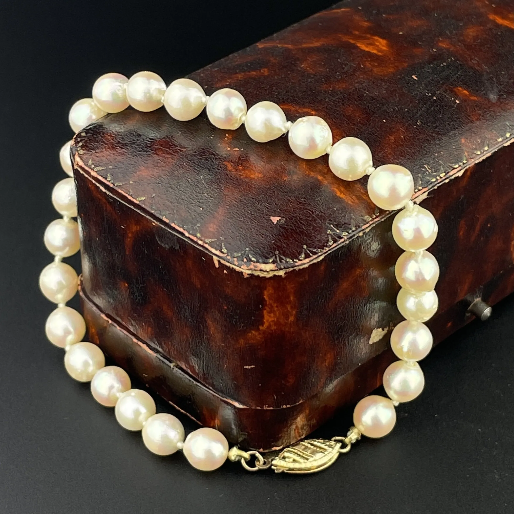 Vintage 14K Gold Cultured Pearl Single Strand Bracelet