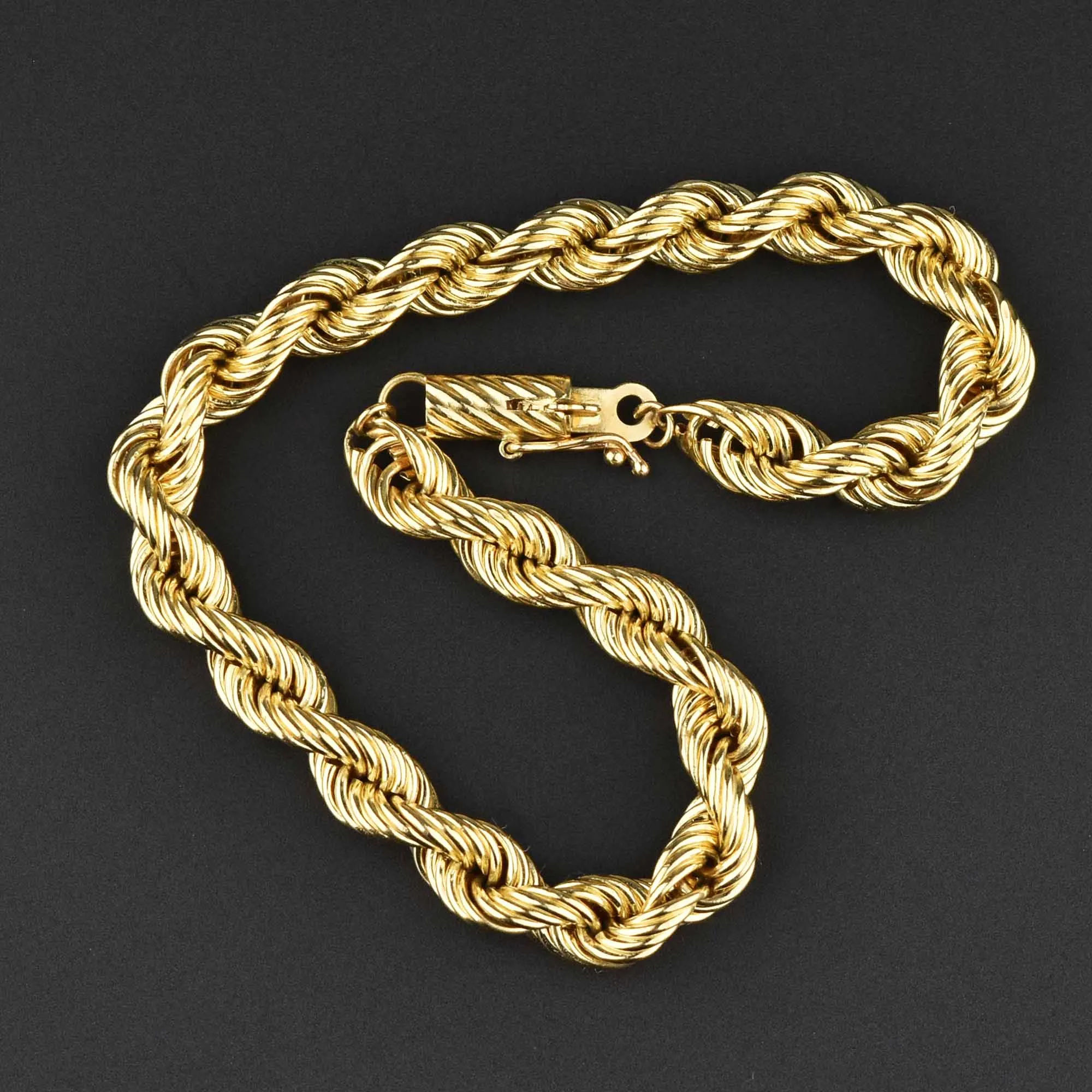 Vintage 14K Gold French Rope Chain Bracelet