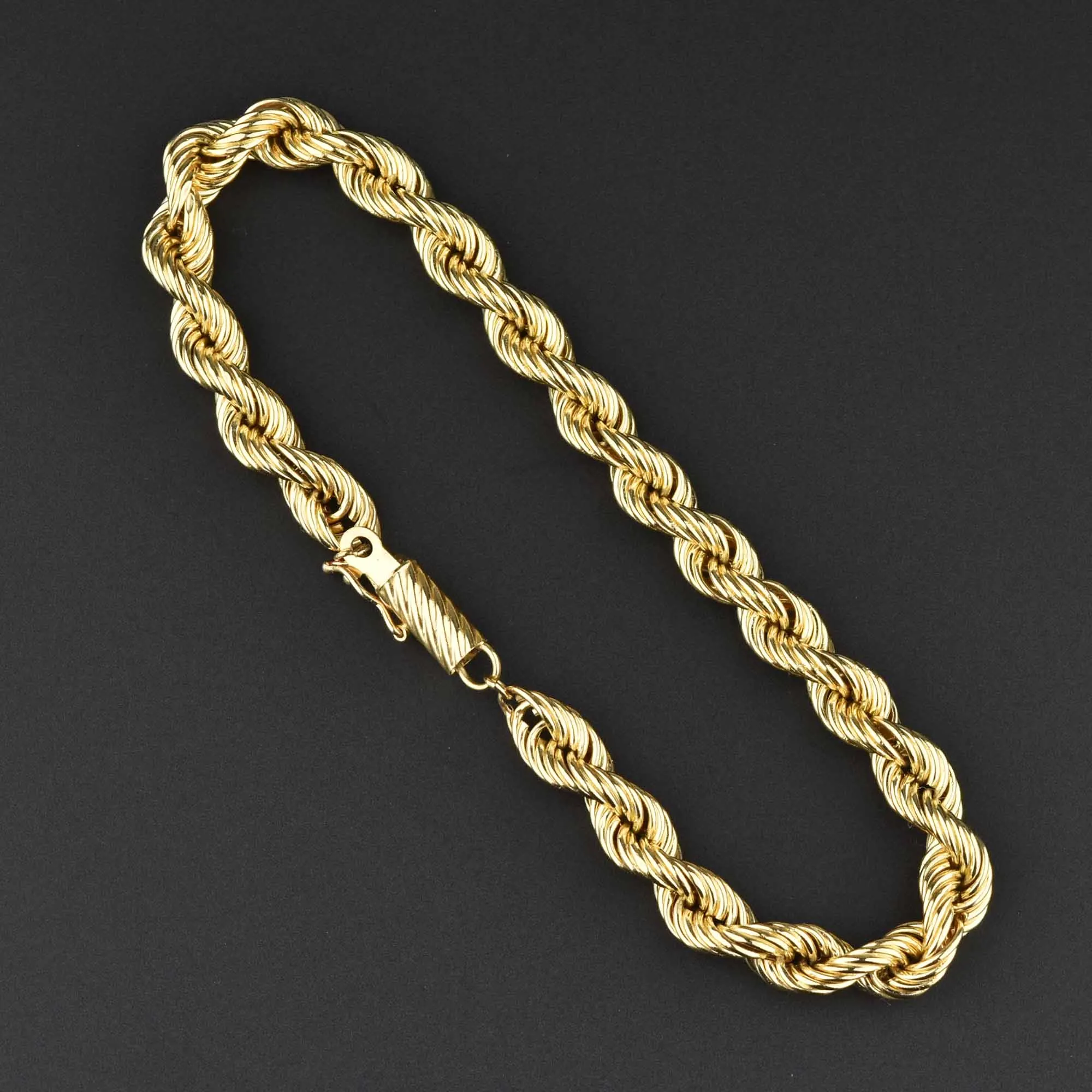 Vintage 14K Gold French Rope Chain Bracelet