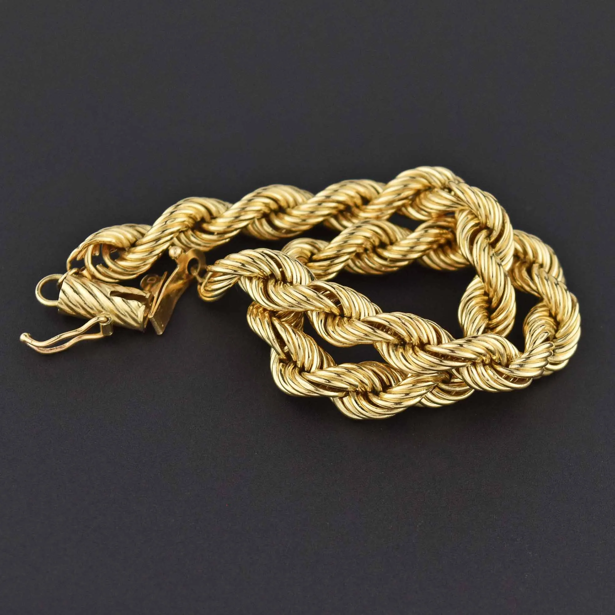 Vintage 14K Gold French Rope Chain Bracelet