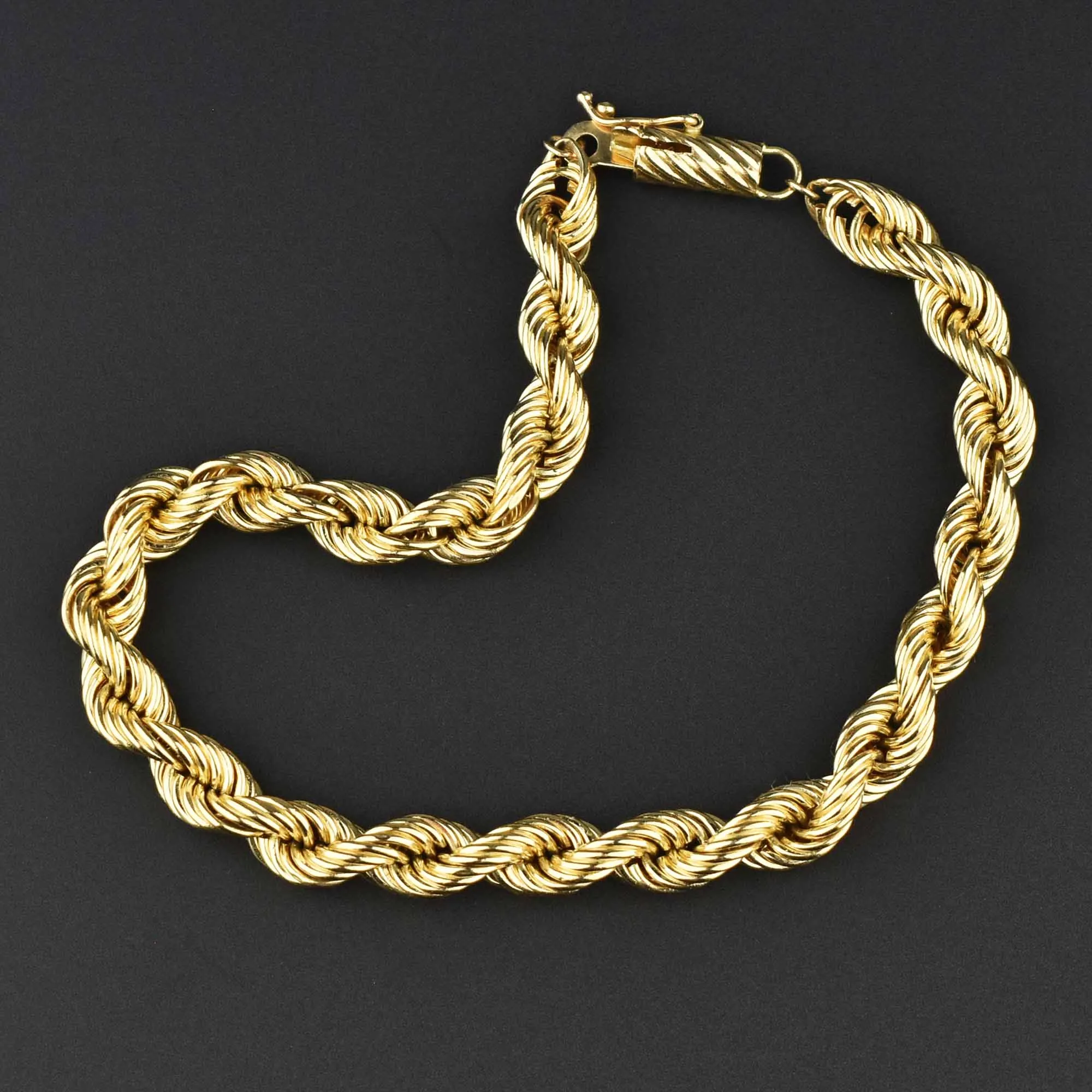 Vintage 14K Gold French Rope Chain Bracelet