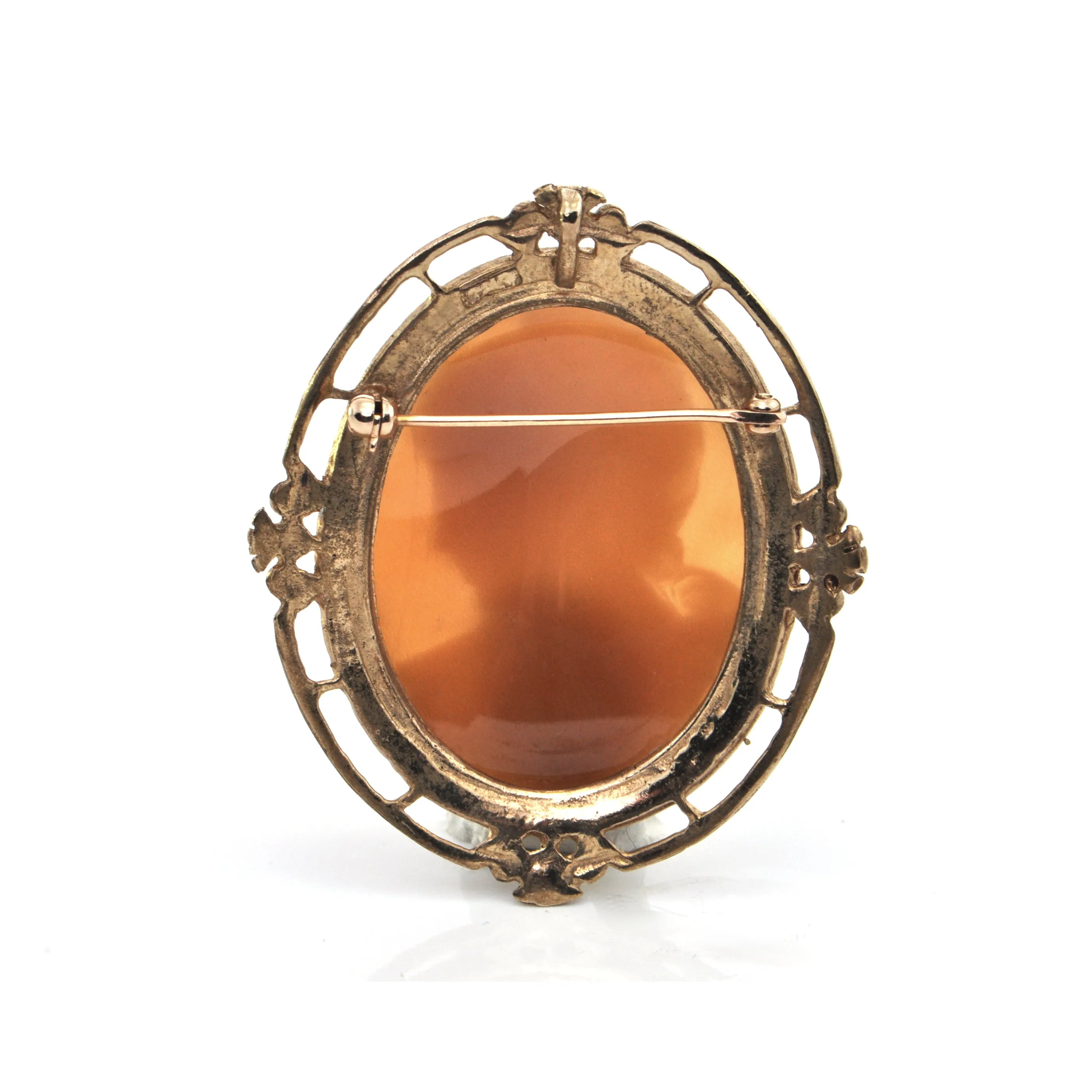 Vintage 14K Yellow Gold Shell Cameo Brooch /Pendant