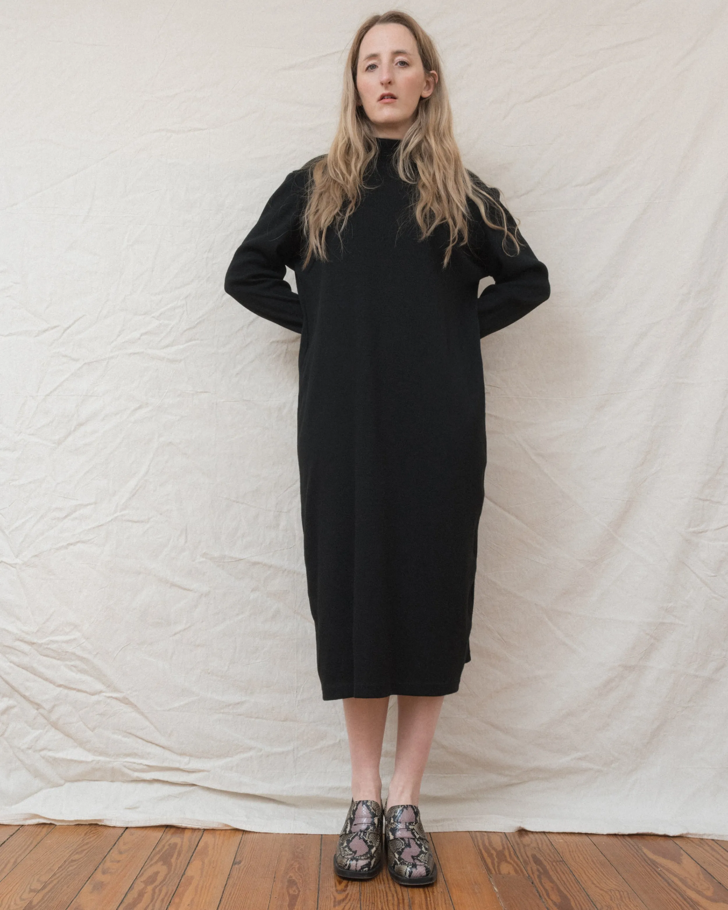 Vintage Black Knit Dress (S/M)