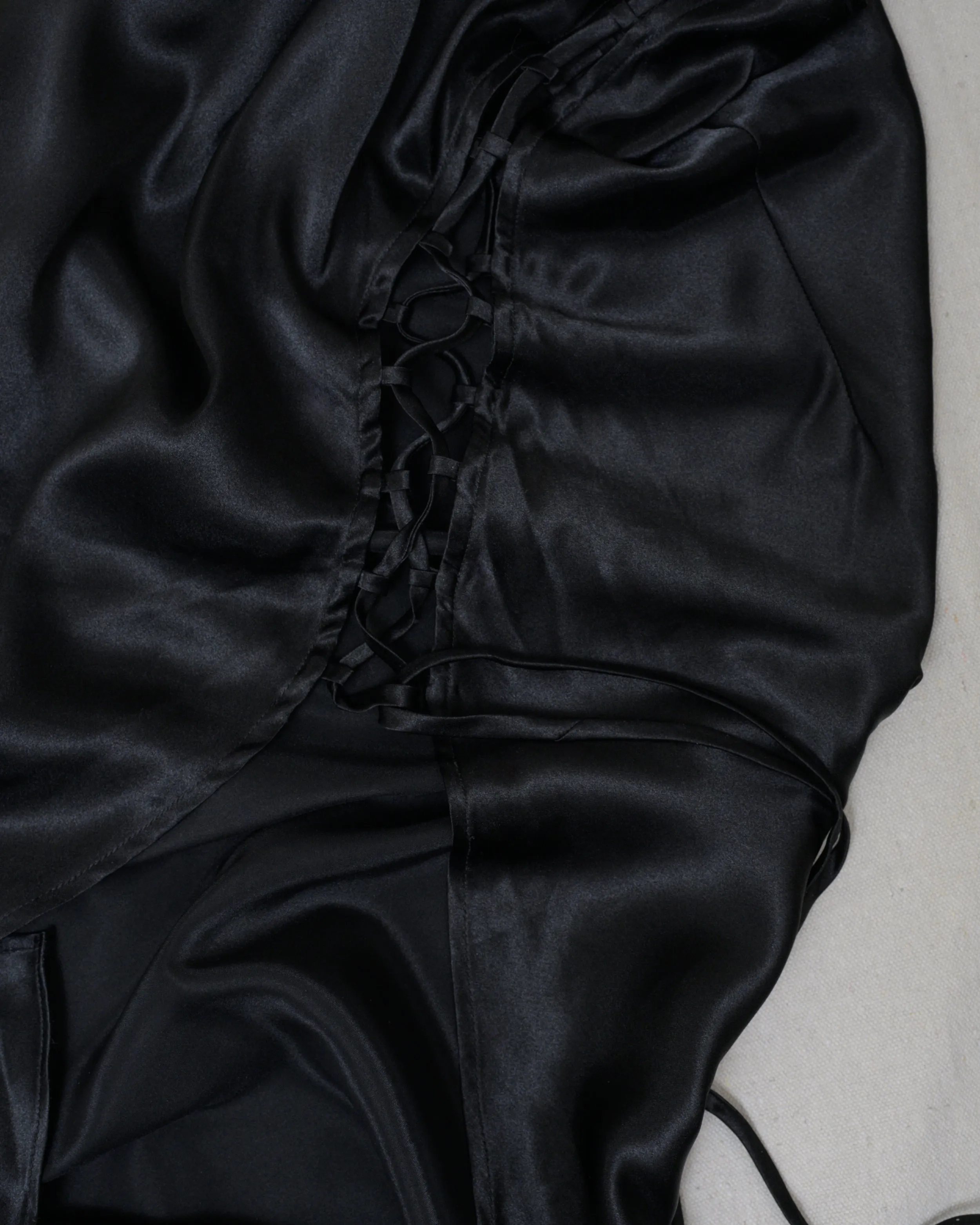 Vintage Black Satin Slip Dress (S/M)