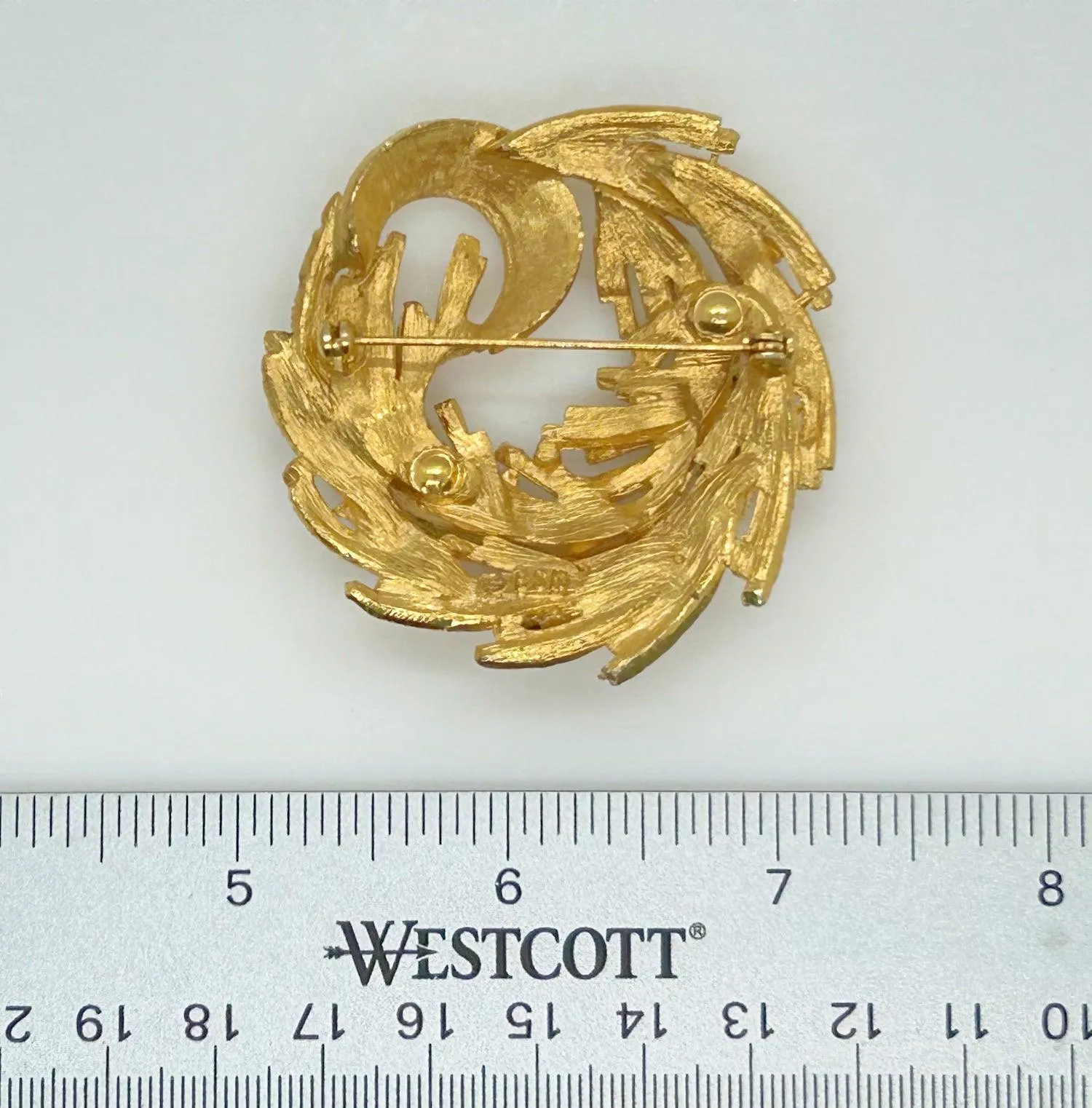Vintage BSK Modernistic Gold Tone Swirl Brooch