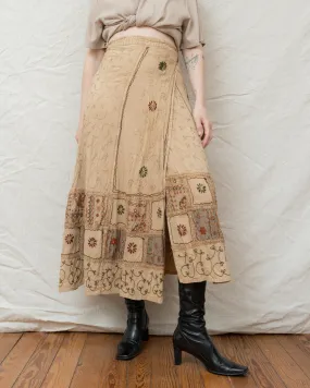 Vintage Embroidered Maxi Wrap Skirt (S-L)