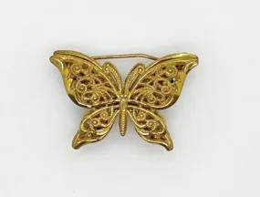 Vintage Miriam Haskell Gold Tone Layered Butterfly Brooch