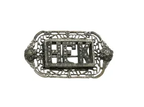 Vintage Monogram HFK Brooch with Marcasites