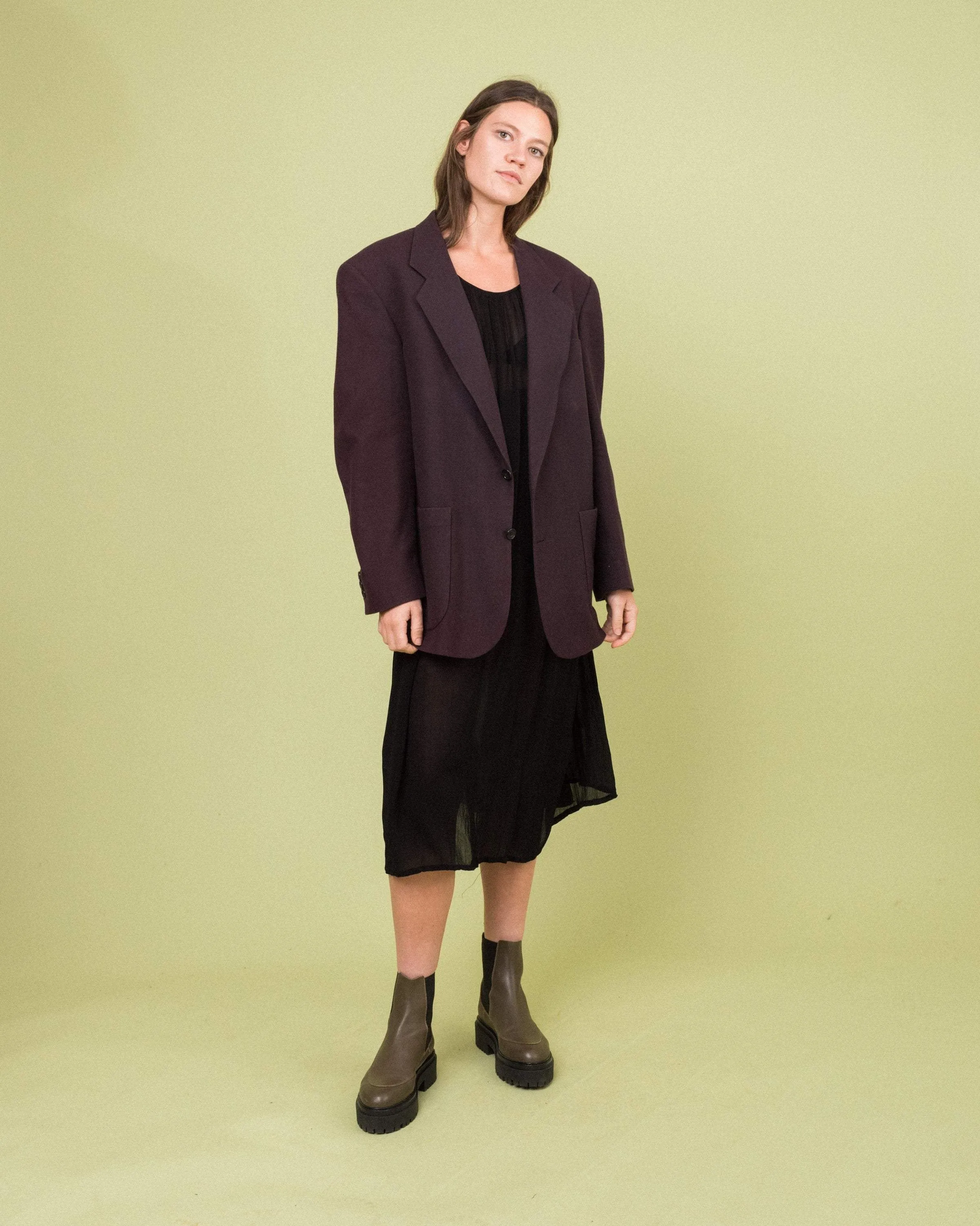 Vintage Oversized Eggplant Blazer (S-L)