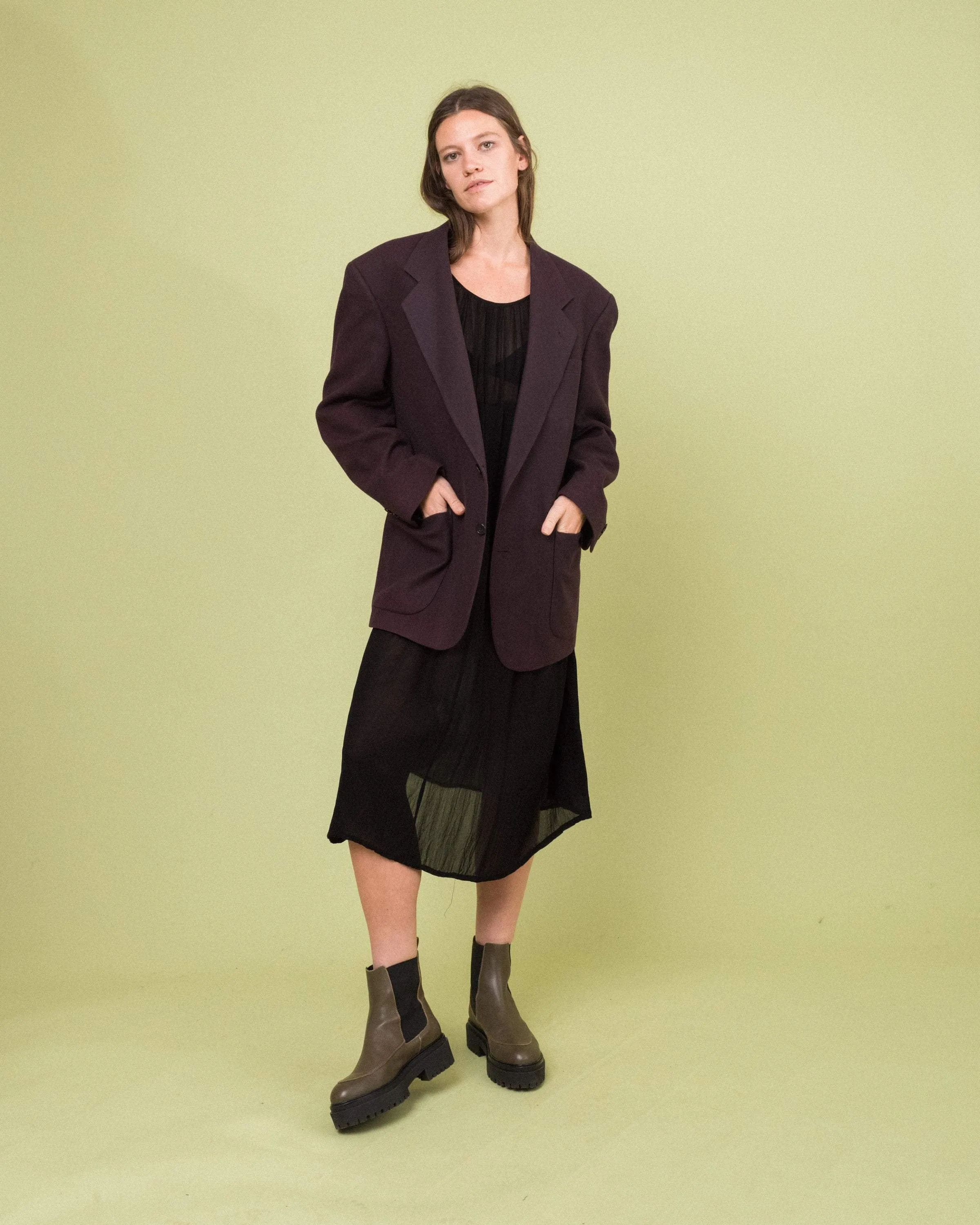 Vintage Oversized Eggplant Blazer (S-L)